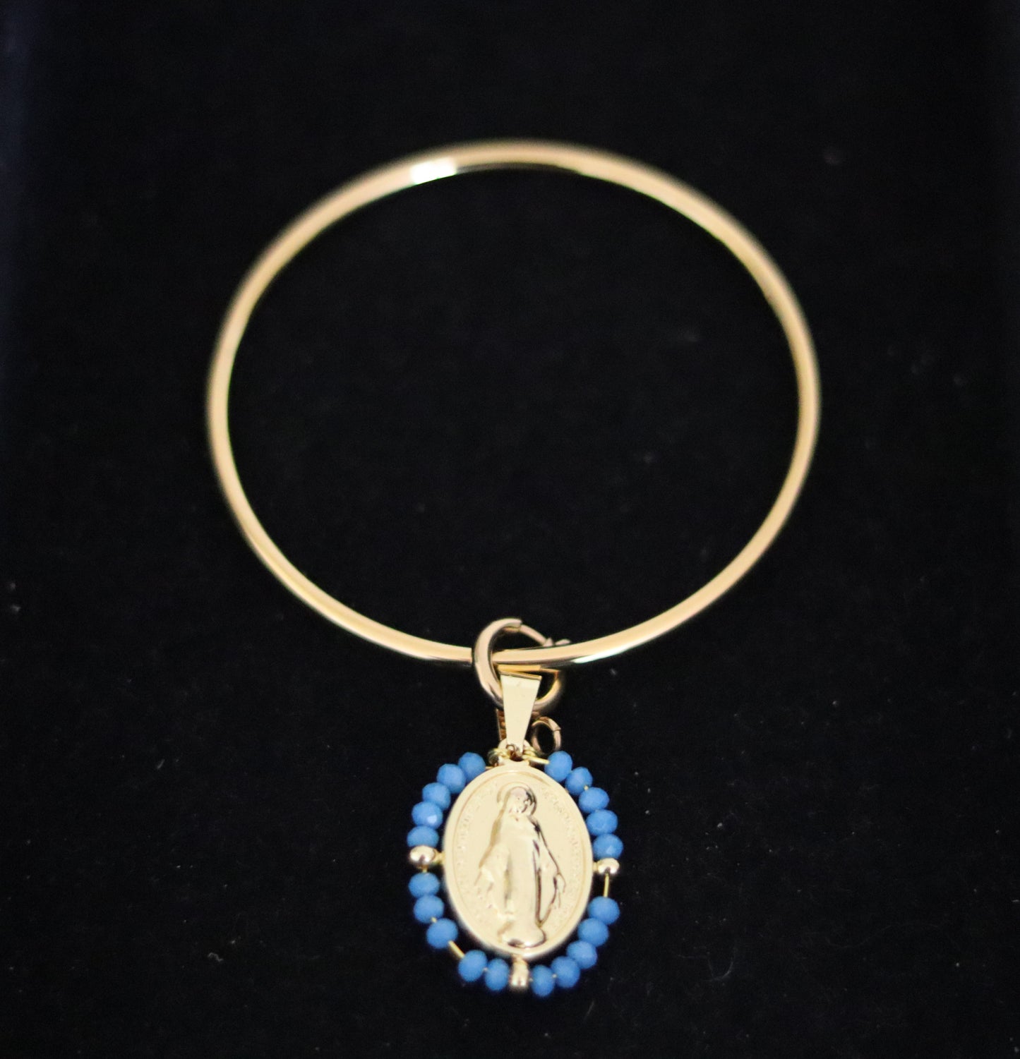 Bracelet jonc Vierge Miraculeuse entourage perles