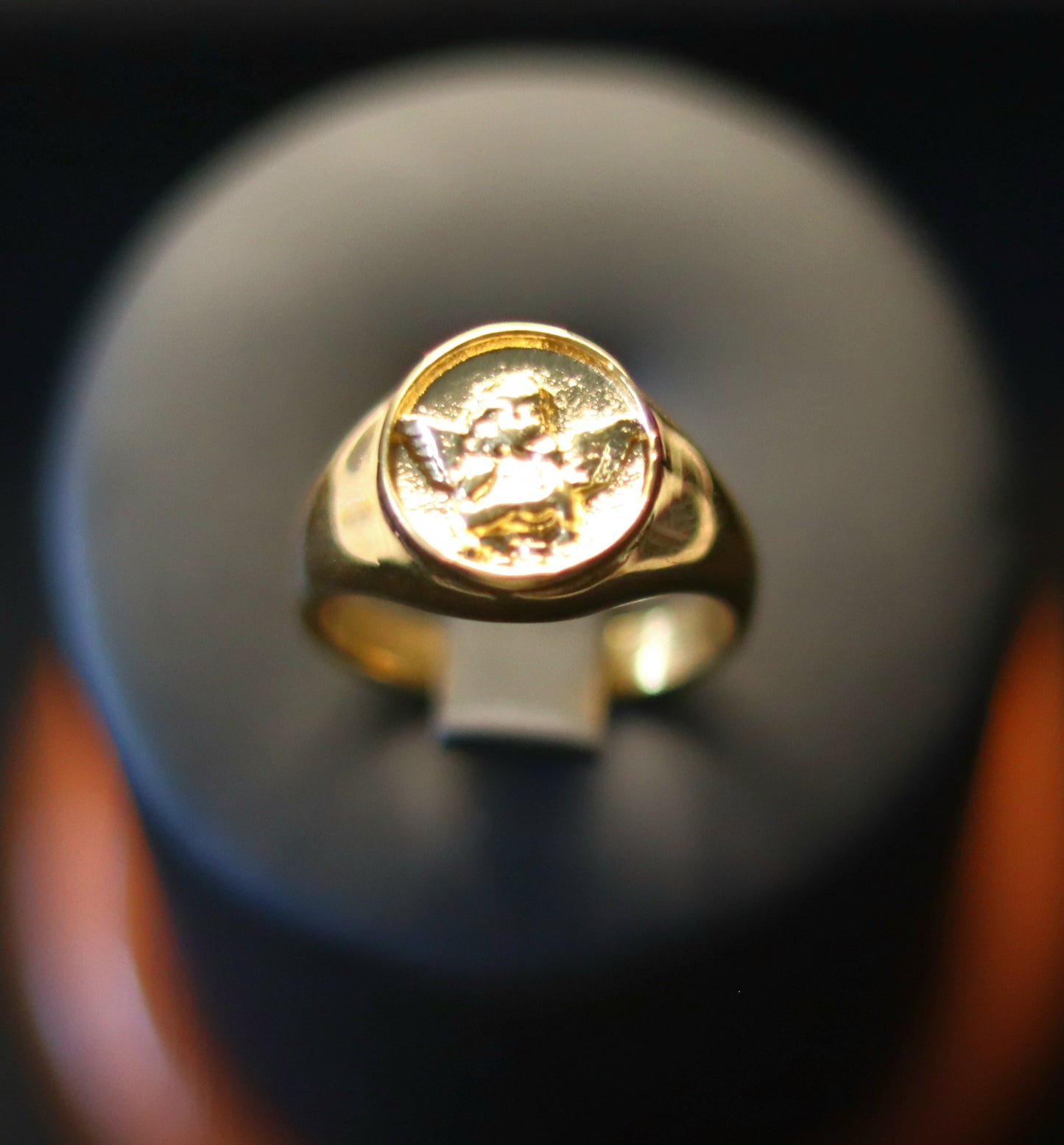 Bague chevalière Ange Gardien dorée ou argentée