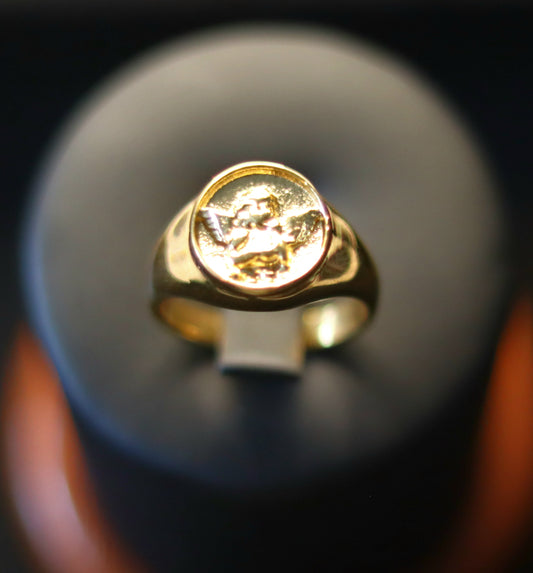 Bague chevalière Ange Gardien dorée ou argentée
