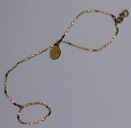 Chaîne de main ornée d'un pendentif médaille Vierge Miraculeuse