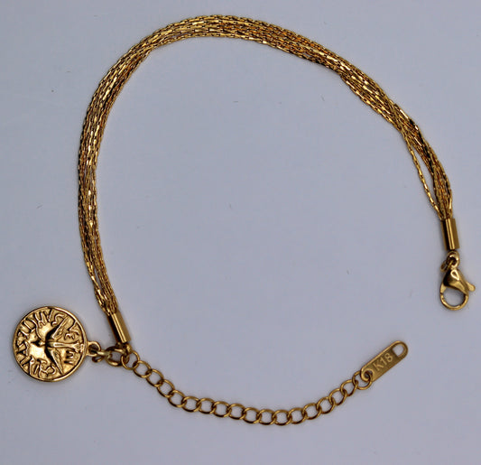Bracelet 5 chaînes pendentif Colombe amovible avec inscription "Veni Sancte Spiritus"