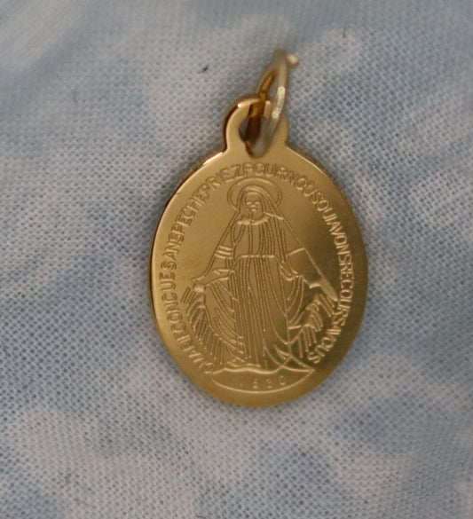 Pendentif médaille dorée ou argentée Vierge Miraculeuse petit modèle