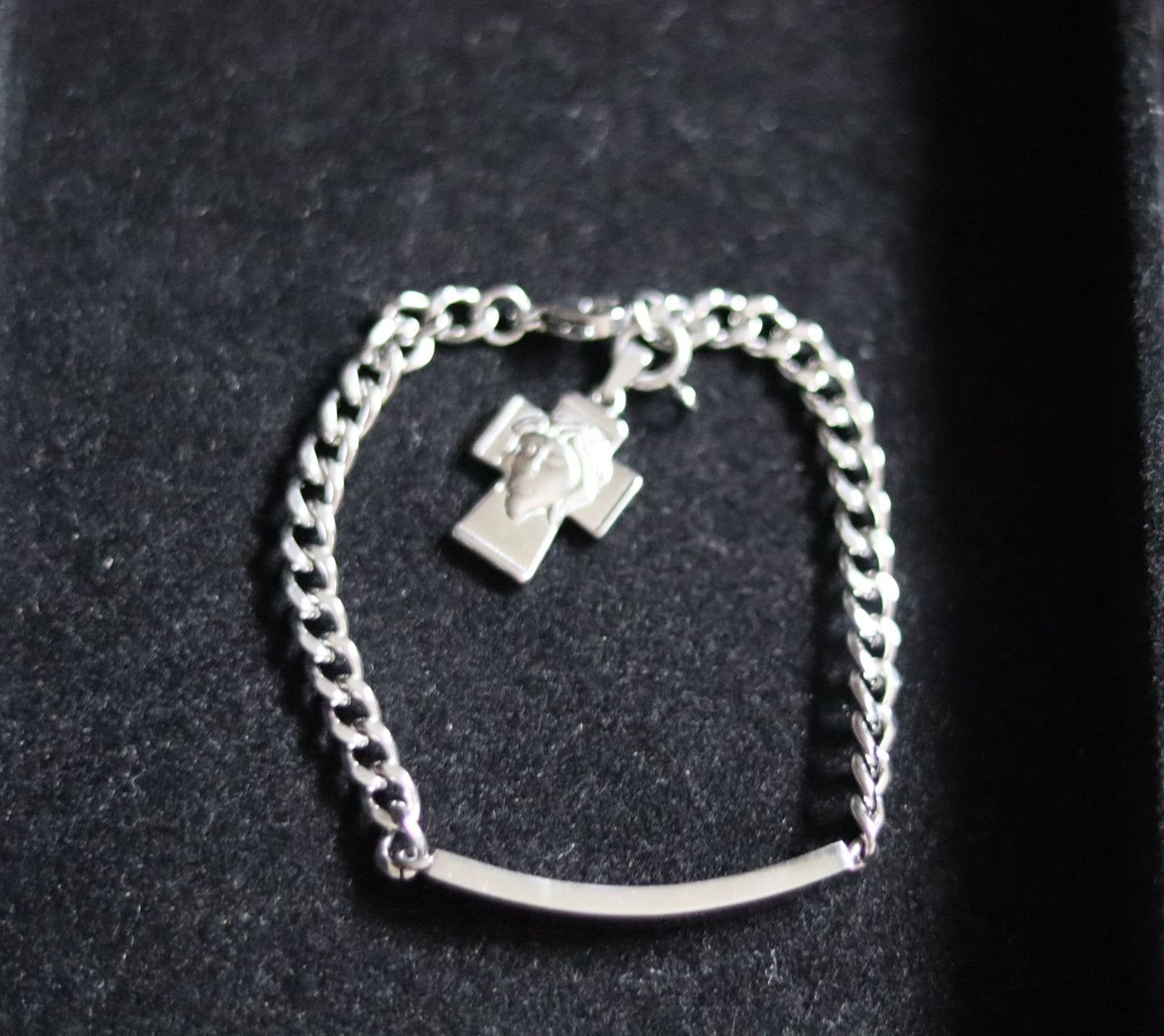 Bracelet identité avec pendentif amovible Croix Visage Christ