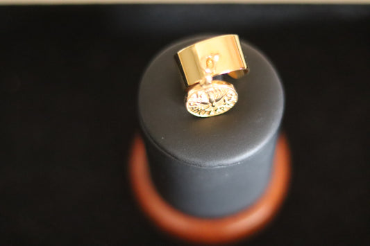 Bague dorée ou argentée ouverte ajustable avec médaille amovible Colombe Esprit-Saint